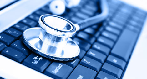 Stethoscope on top of a keyboard